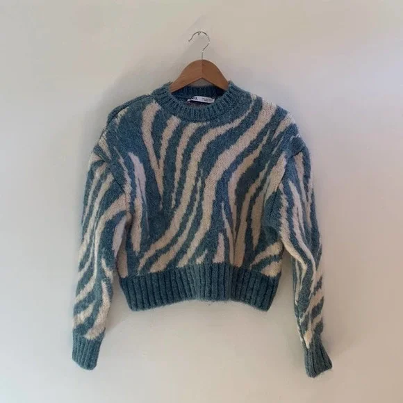 Zara NWT Jacquard Knit Animal Print Sweater - Picture 3 of 6